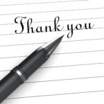 0914 Thank You Note On Paper With Pen Stock Photo In Powerpoint Thank You Card Template