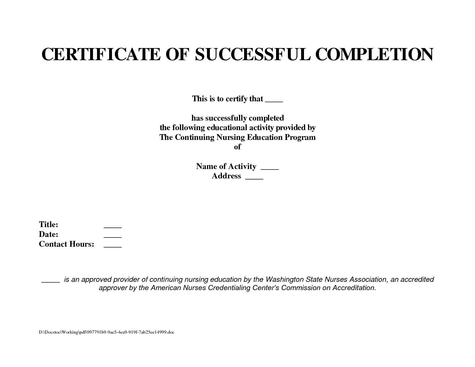10 Template For A Certificate Of Completion | Business Letter For Continuing Education Certificate Template