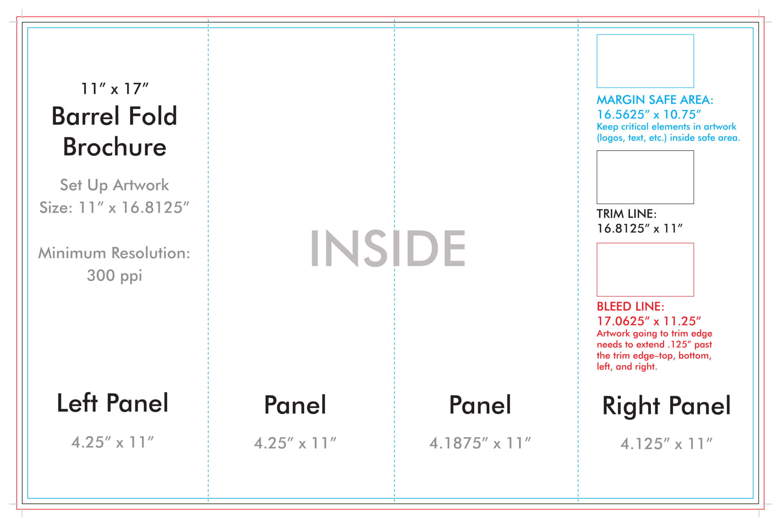 11" X 17" Barrel Fold Brochure Template – U.s. Press With 4 Panel Brochure Template
