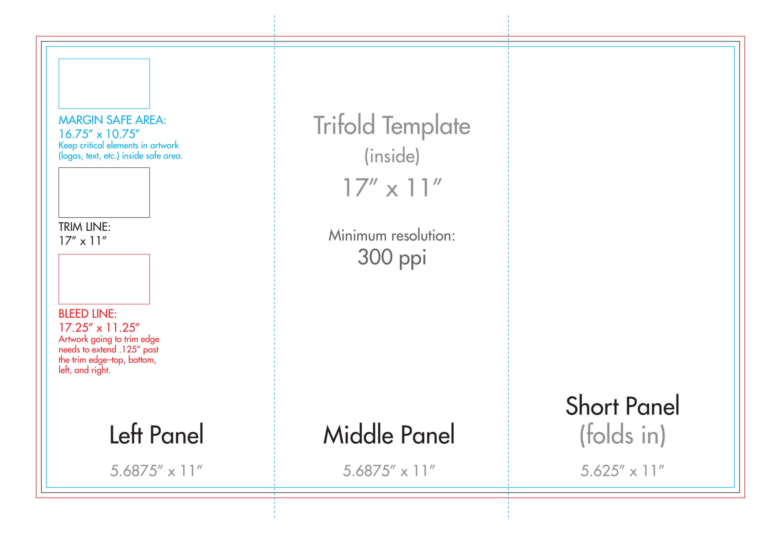 11" X 17" Tri Fold Brochure Template – U.s. Press Within Brochure Folding Templates