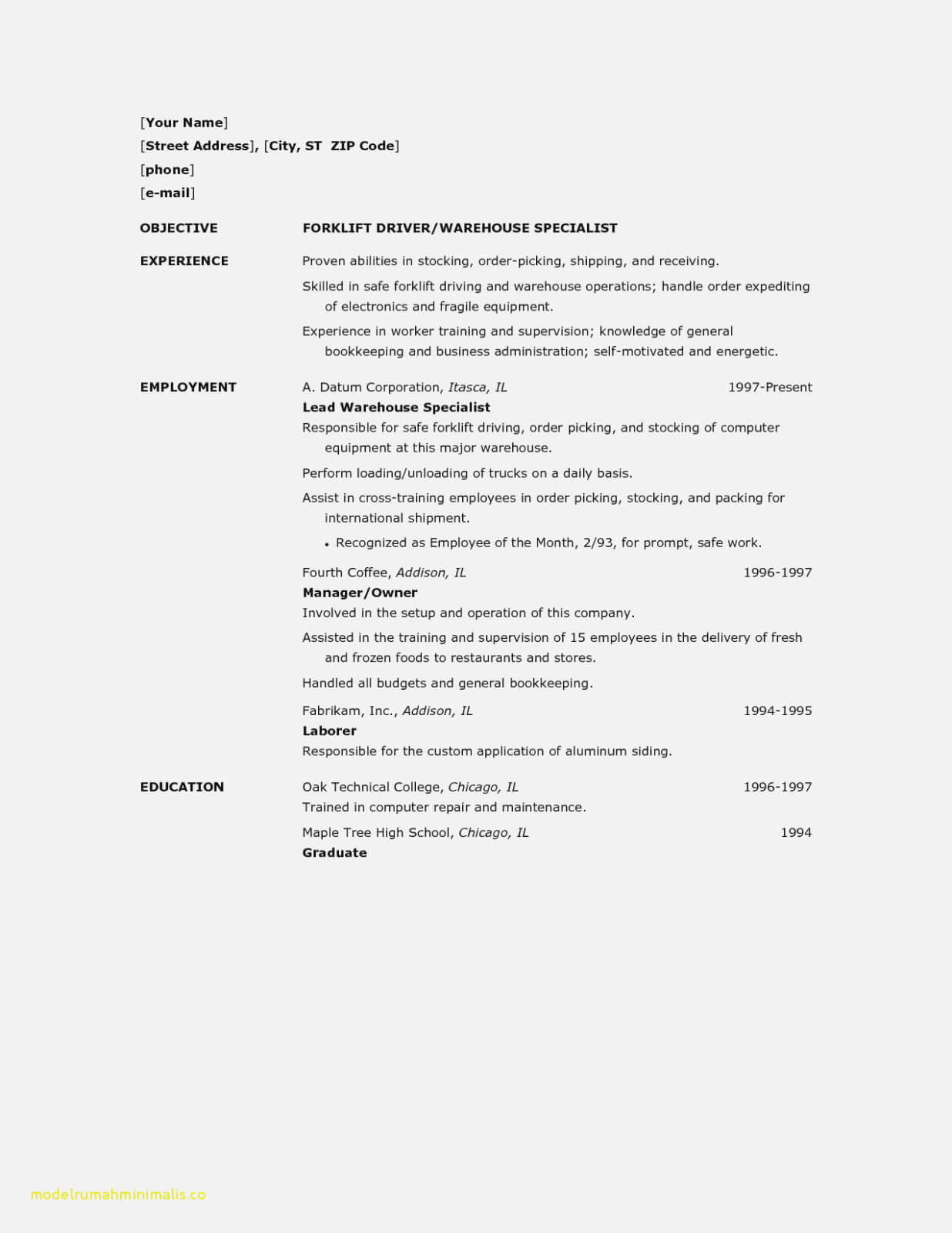 12 Forklift Operator Resume Samples | Radaircars Pertaining To Forklift Certification Template