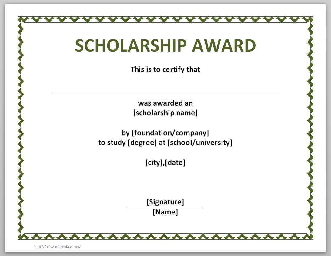 13 Free Certificate Templates For Word » Officetemplate Within Scholarship Certificate Template
