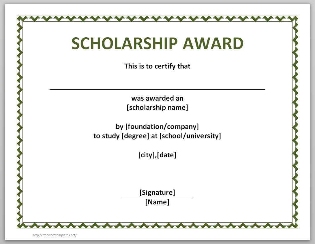 13 Free Certificate Templates For Word » Officetemplate Within Scholarship Certificate Template