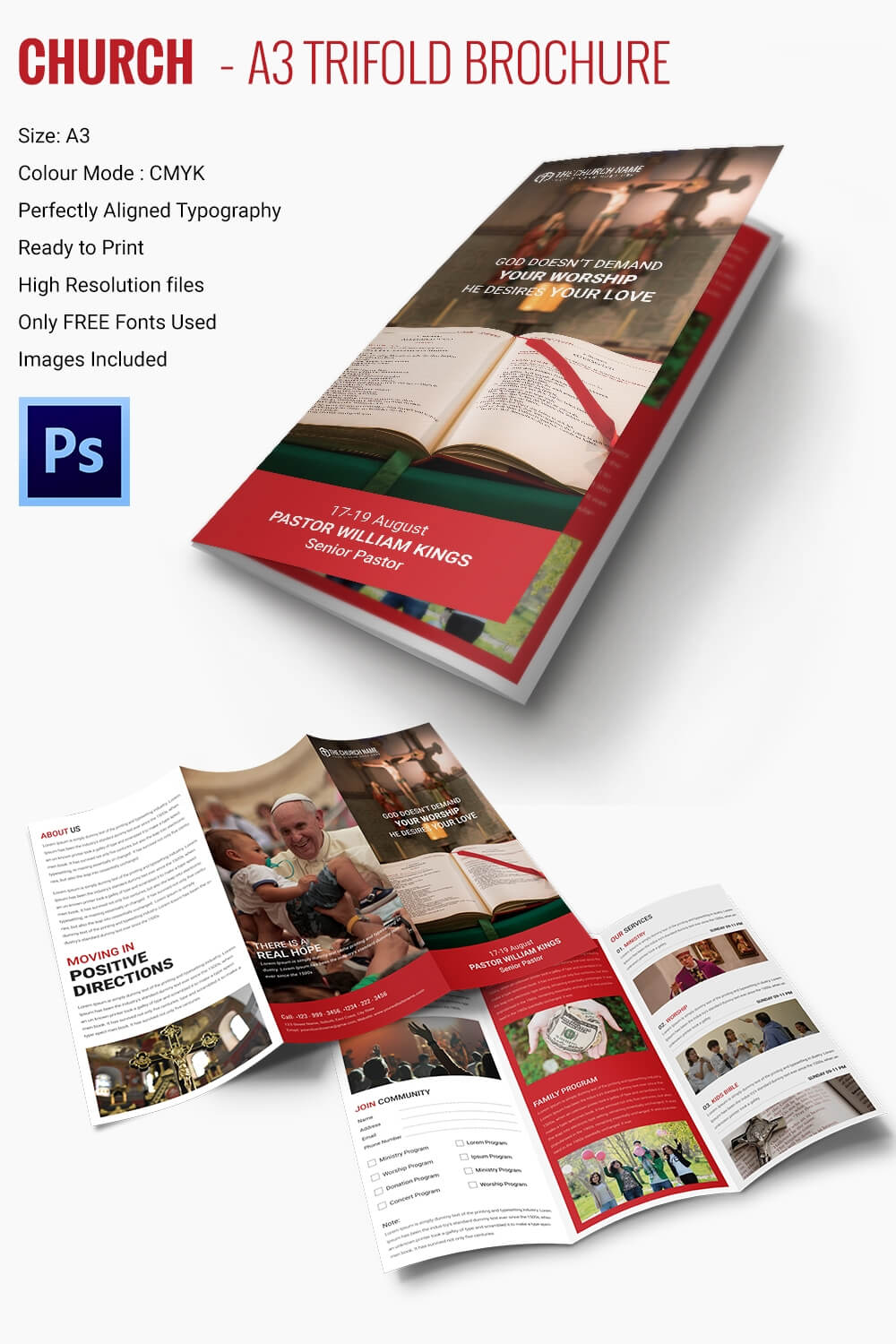 16+ Popular Church Brochure Templates - Ai,psd, Docs, Pages Throughout Free Church Brochure Templates For Microsoft Word