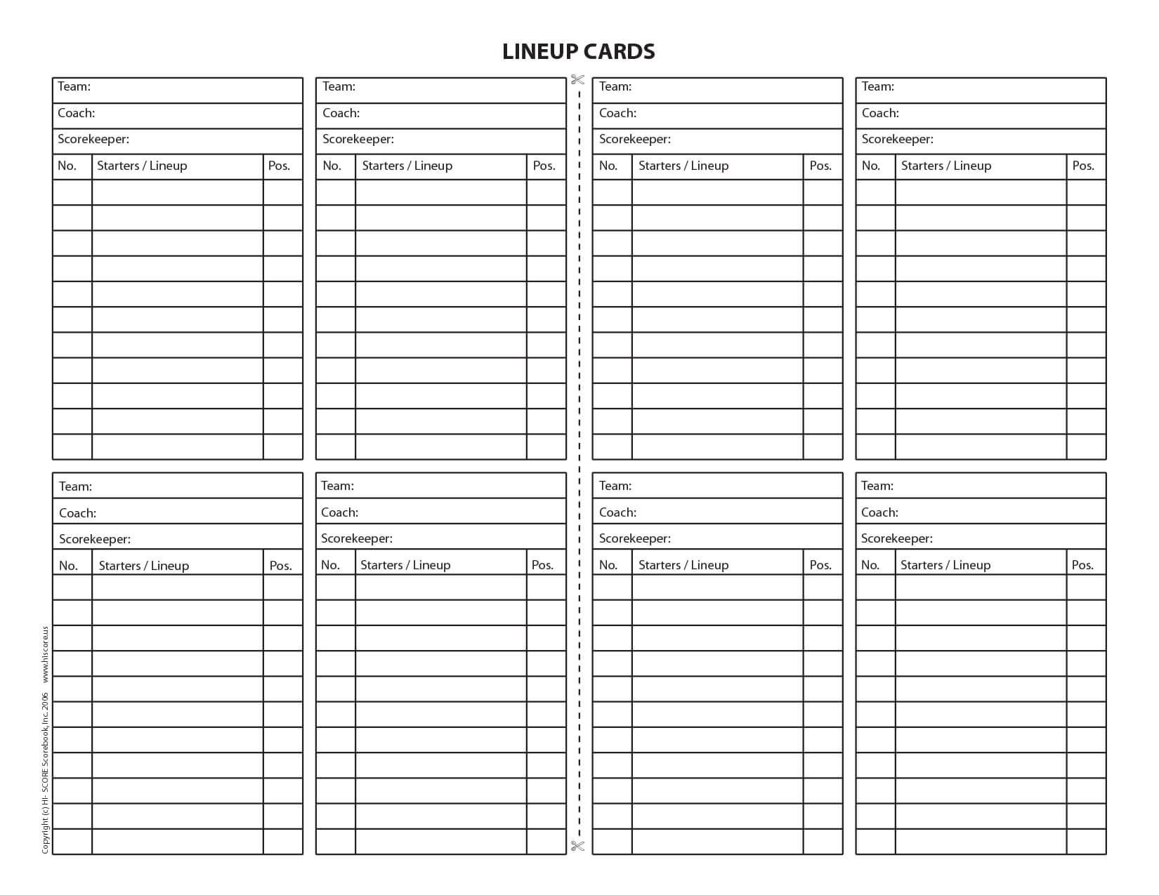 18 Useful Baseball Lineup Cards | Kittybabylove Within Softball Lineup Card Template