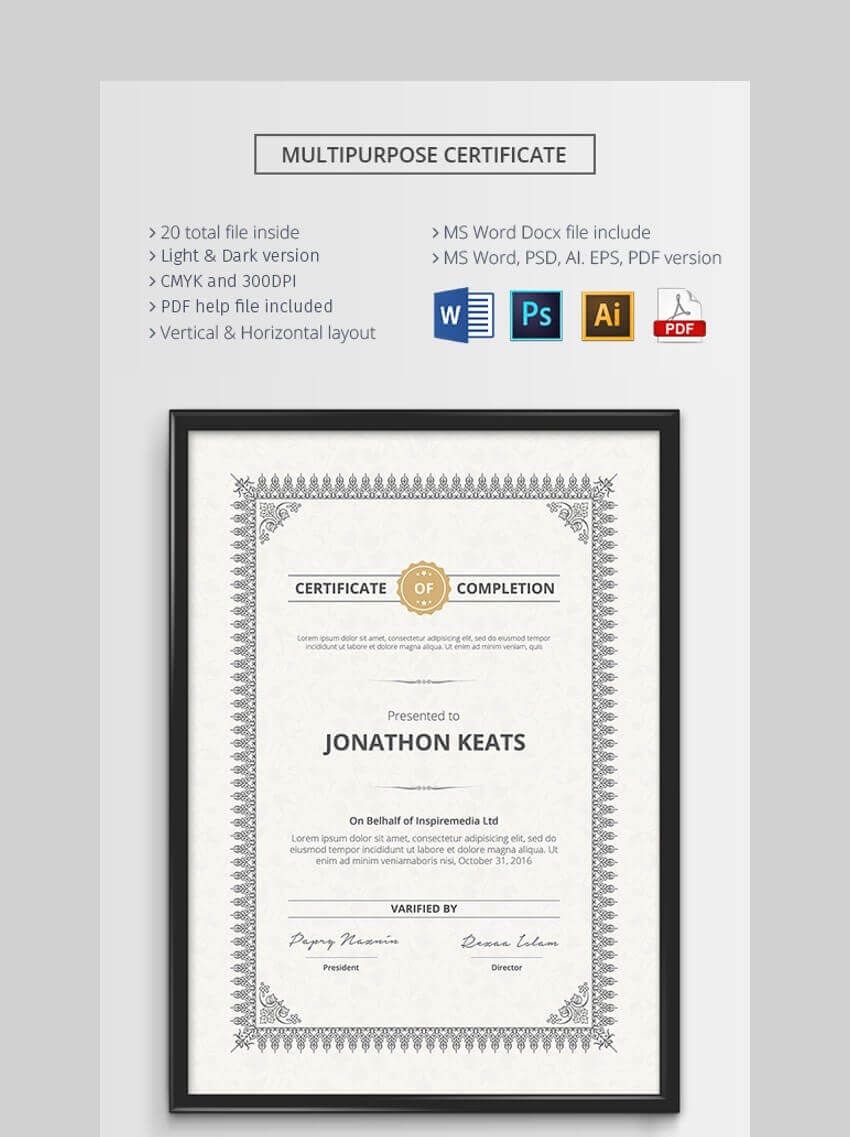 20 Best Free Microsoft Word Certificate Templates (Downloads Intended For Scholarship Certificate Template Word