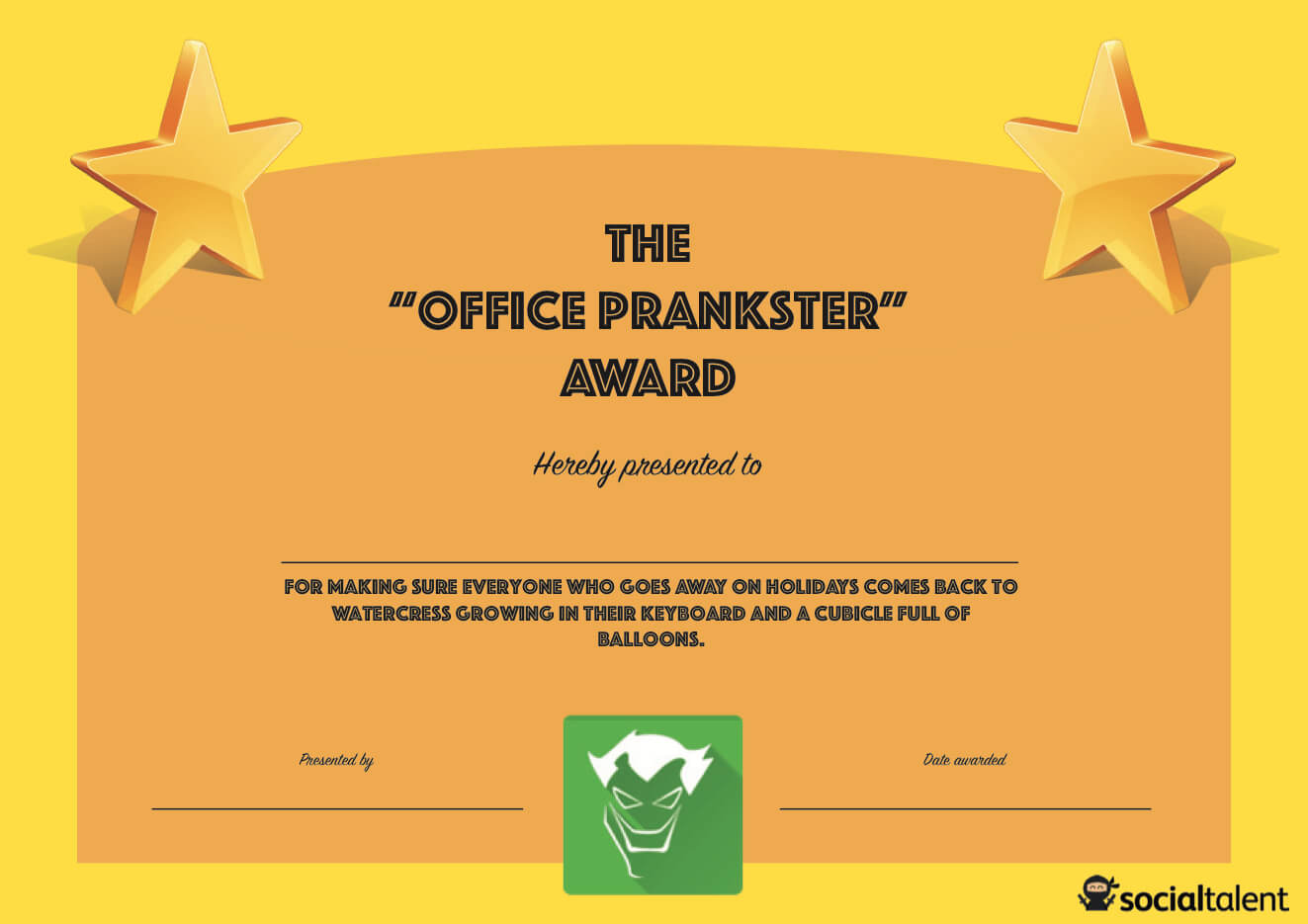 20 Hilarious Office Awards To Embarrass Your Colleagues Within Funny Certificates For Employees Templates