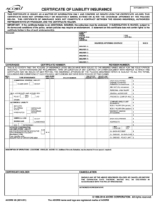 2014-2020 Form Acord 25 Fill Online, Printable, Fillable intended for Acord Insurance Certificate Template