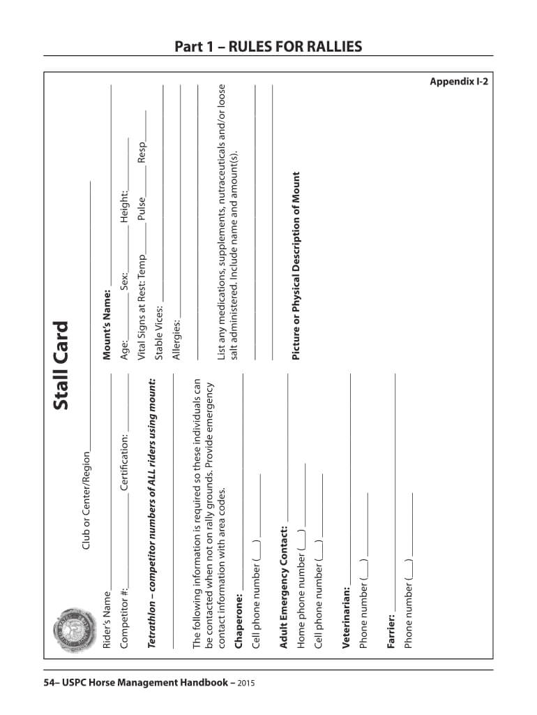 2015 Form Uspc Stall Card Fill Online, Printable, Fillable Pertaining To Horse Stall Card Template