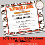 2019 Vbs Certificate, Vacation Bible School, Lion Roar Vbs, Instant  Download – 8.5X11" Word And Jpg For Free Vbs Certificate Templates