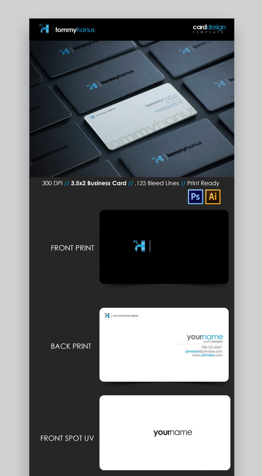 24 Premium Business Card Templates (In Photoshop Inside Photoshop Business Card Template With Bleed