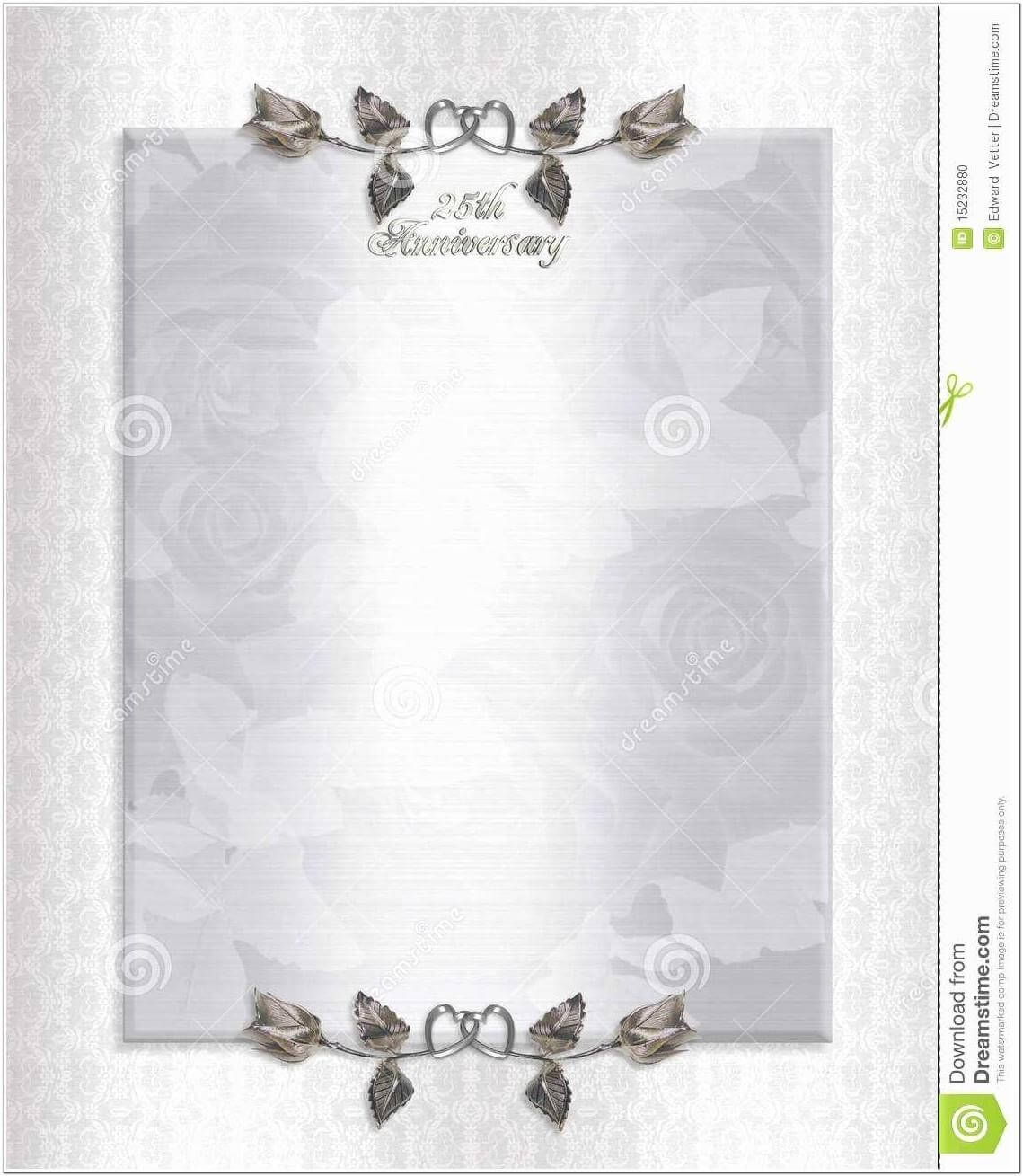 25Th Wedding Anniversary Invitations Templates Throughout Anniversary Card Template Word
