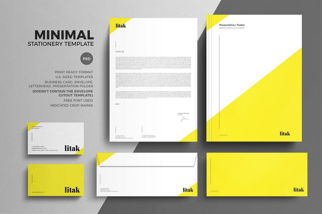 30+ Best Modern Stationery Templates – Creative Touchs Pertaining To Business Card Letterhead Envelope Template