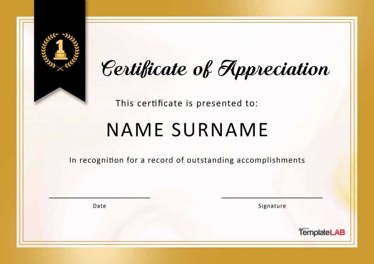 30 Free Certificate Of Appreciation Templates And Letters For Certificate Of Appreciation Template Doc