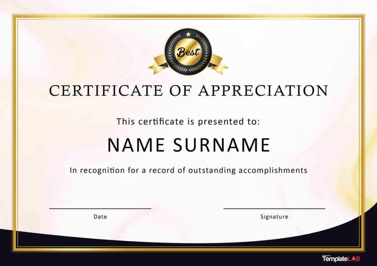 30 Free Certificate Of Appreciation Templates And Letters In Best Performance Certificate Template