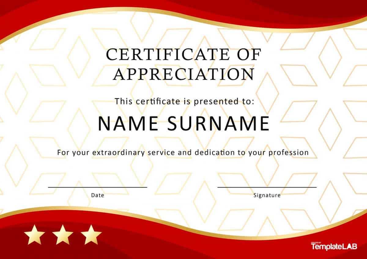 30 Free Certificate Of Appreciation Templates And Letters Intended For Certificate Of Service Template Free