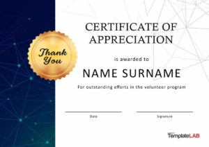 30 Free Certificate Of Appreciation Templates And Letters intended for Volunteer Certificate Template