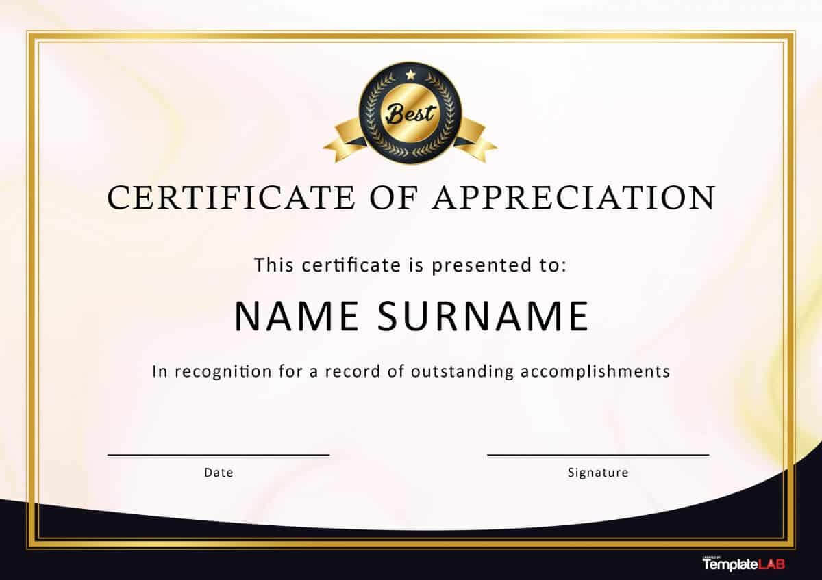 30 Free Certificate Of Appreciation Templates And Letters Pertaining To Certificate Of Excellence Template Free Download