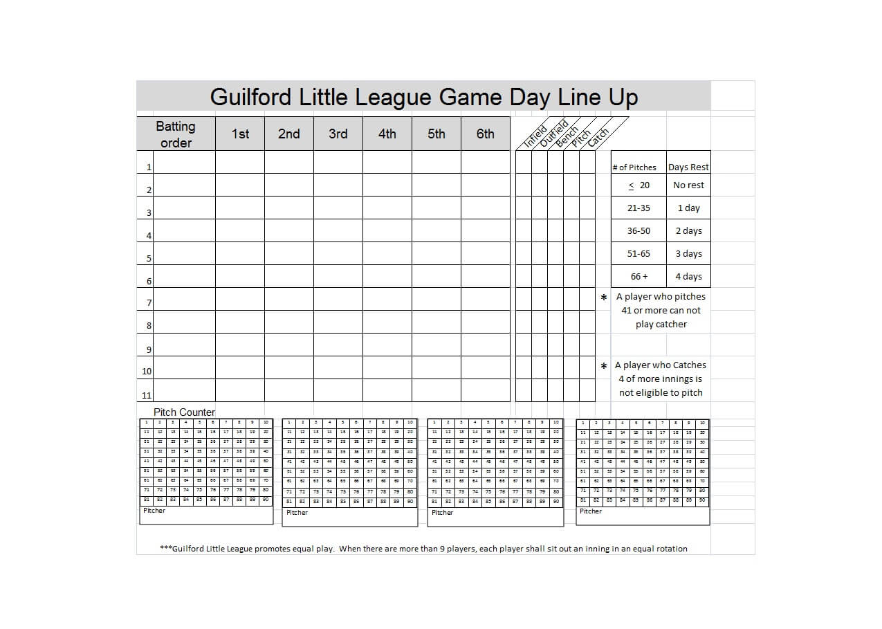 33 Printable Baseball Lineup Templates [Free Download] ᐅ With Dugout Lineup Card Template