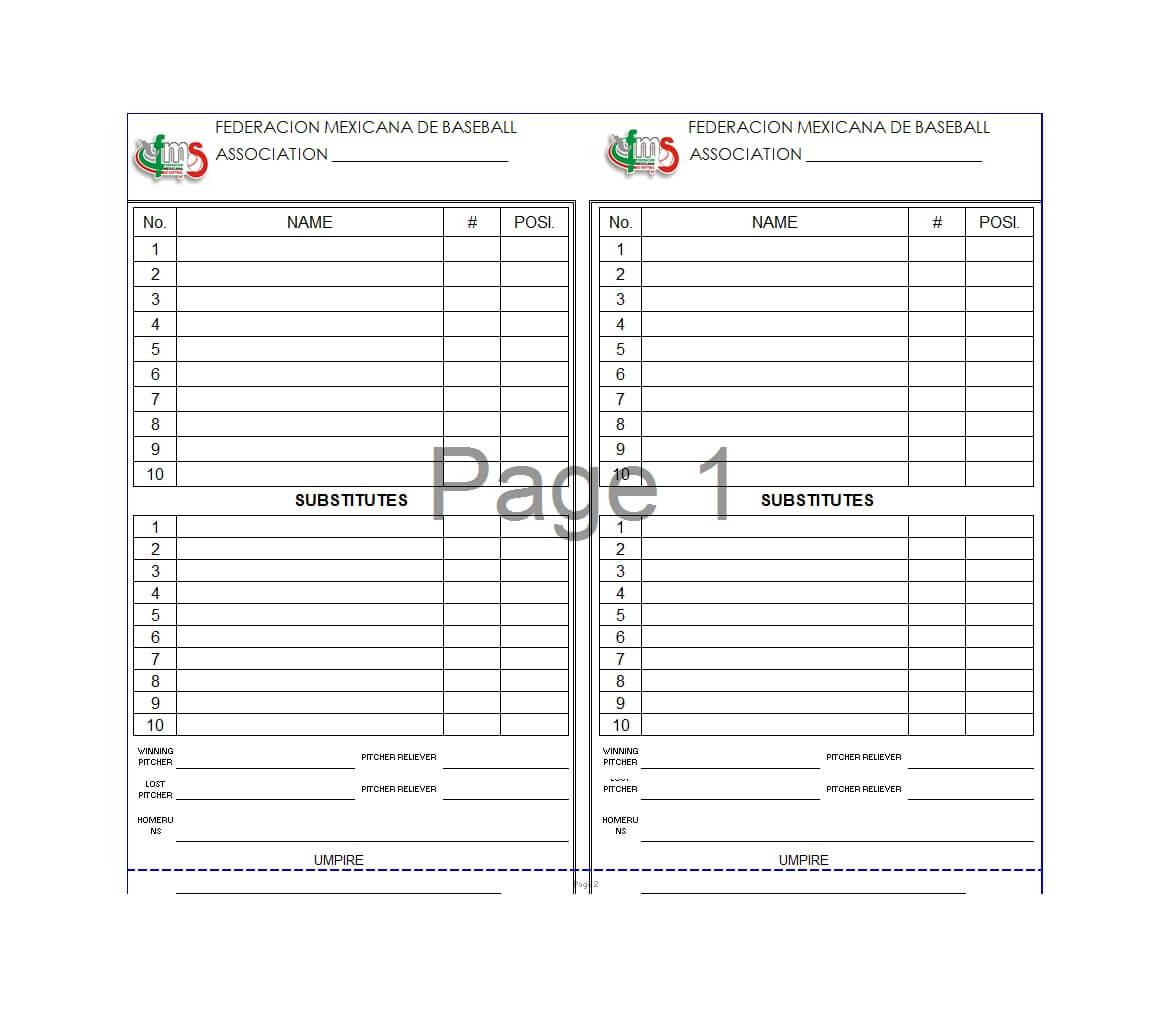 33 Printable Baseball Lineup Templates [Free Download] ᐅ With Regard To Free Baseball Lineup Card Template