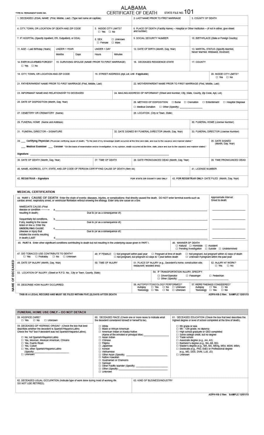37 Blank Death Certificate Templates [100% Free] ᐅ Templatelab Inside Birth Certificate Fake Template