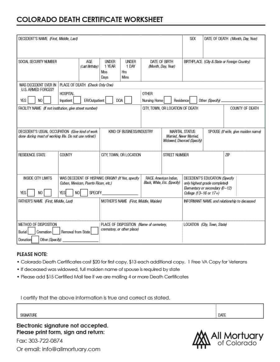 37 Blank Death Certificate Templates [100% Free] ᐅ Templatelab With Regard To Fake Death Certificate Template