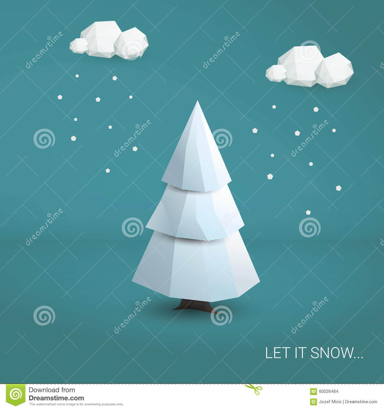 3D Low Poly Christmas Tree Card Template Stock Illustration Intended For 3D Christmas Tree Card Template