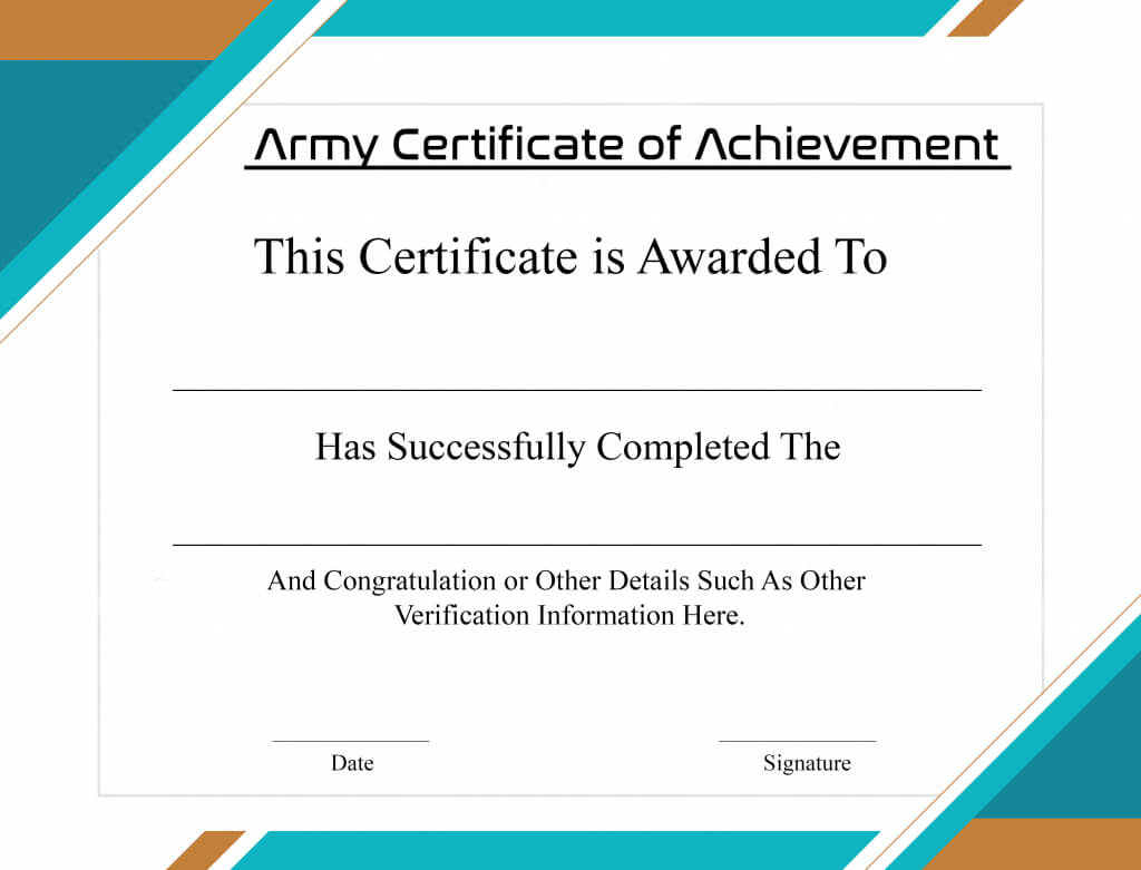 4+ Free Printable Certificate Of Achievement | Certificate With Certificate Of Achievement Army Template