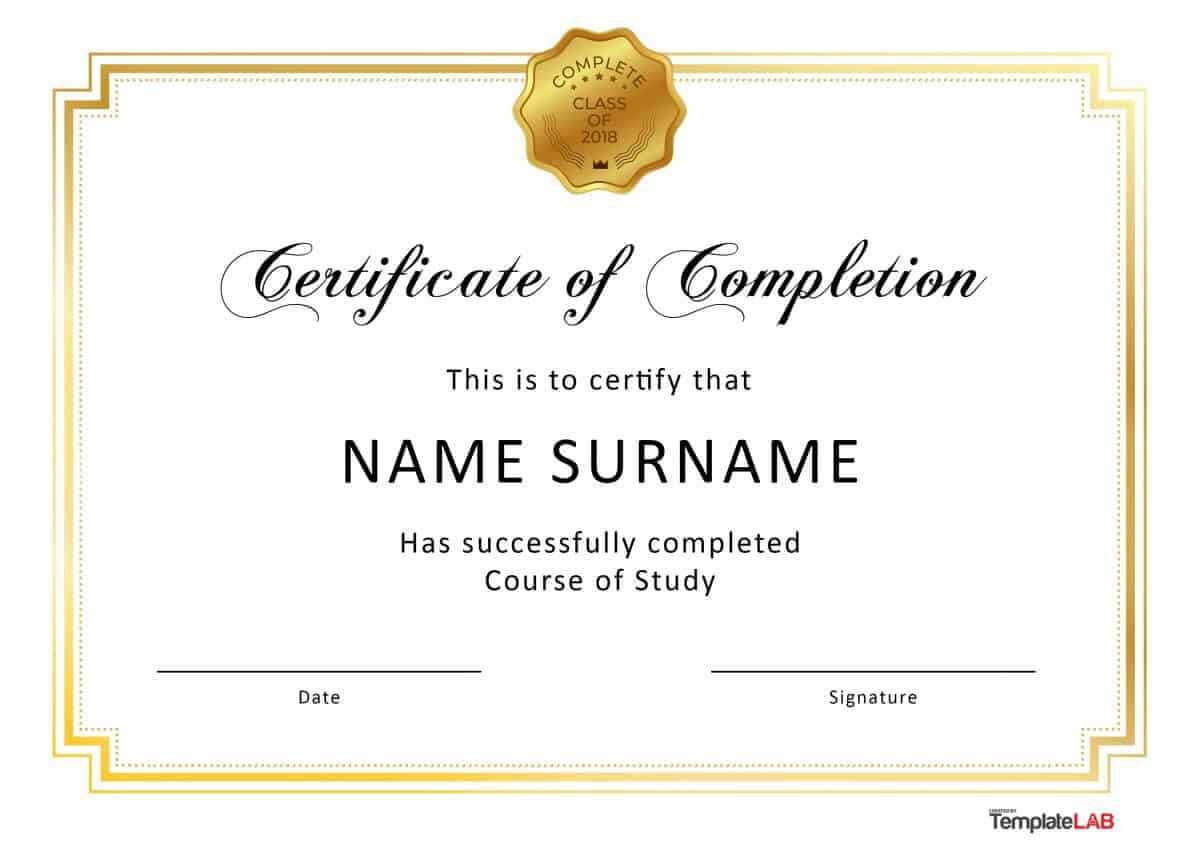 40 Fantastic Certificate Of Completion Templates [Word With Certificate Of Achievement Template Word