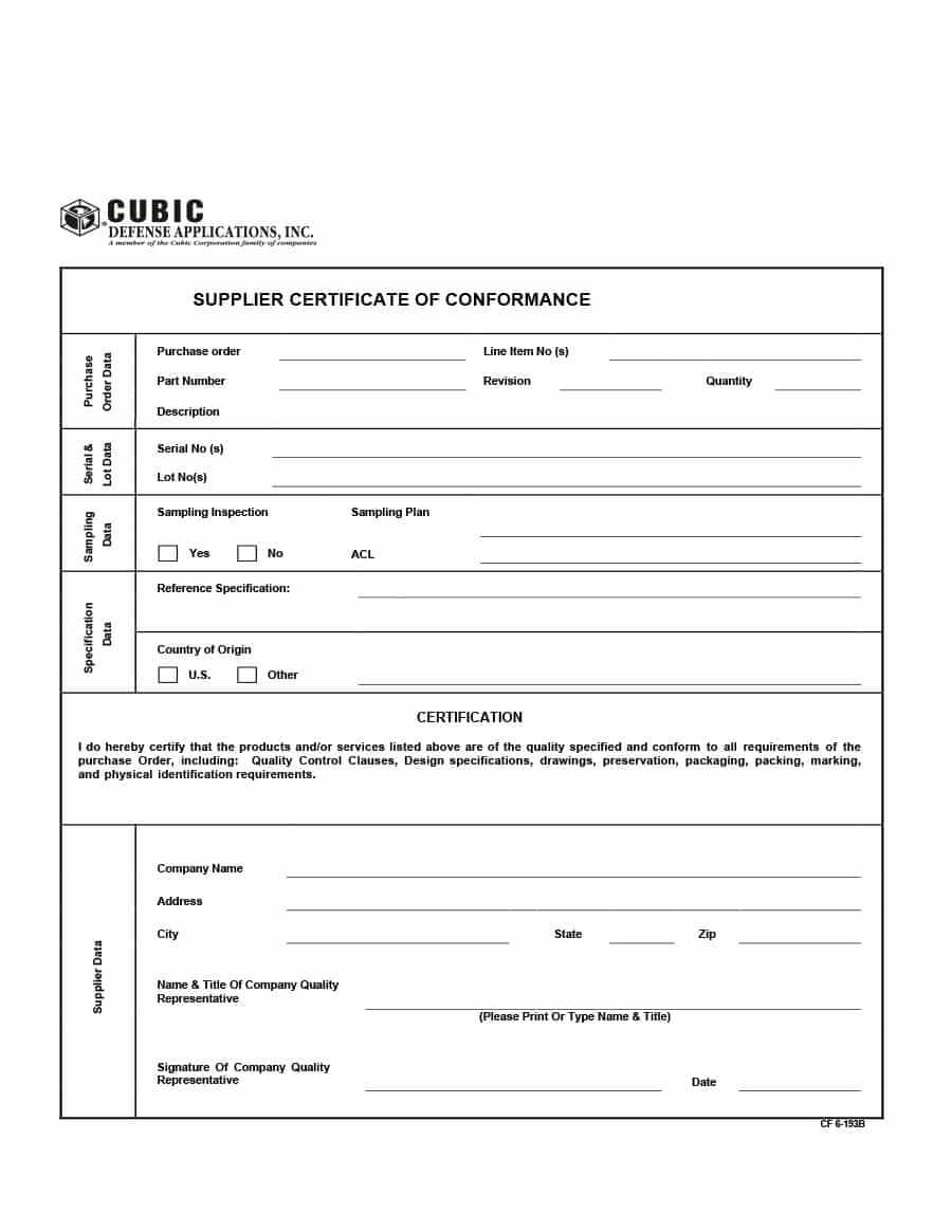 40 Free Certificate Of Conformance Templates & Forms ᐅ Pertaining To Certificate Of Origin For A Vehicle Template