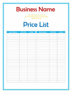40 Free Price List Templates (Price Sheet Templates) ᐅ pertaining to Rate Card Template Word
