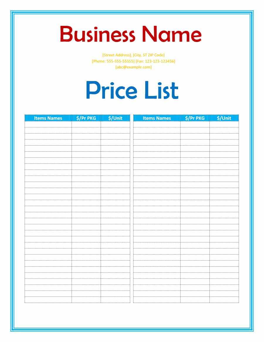 40 Free Price List Templates (Price Sheet Templates) ᐅ Pertaining To Rate Card Template Word