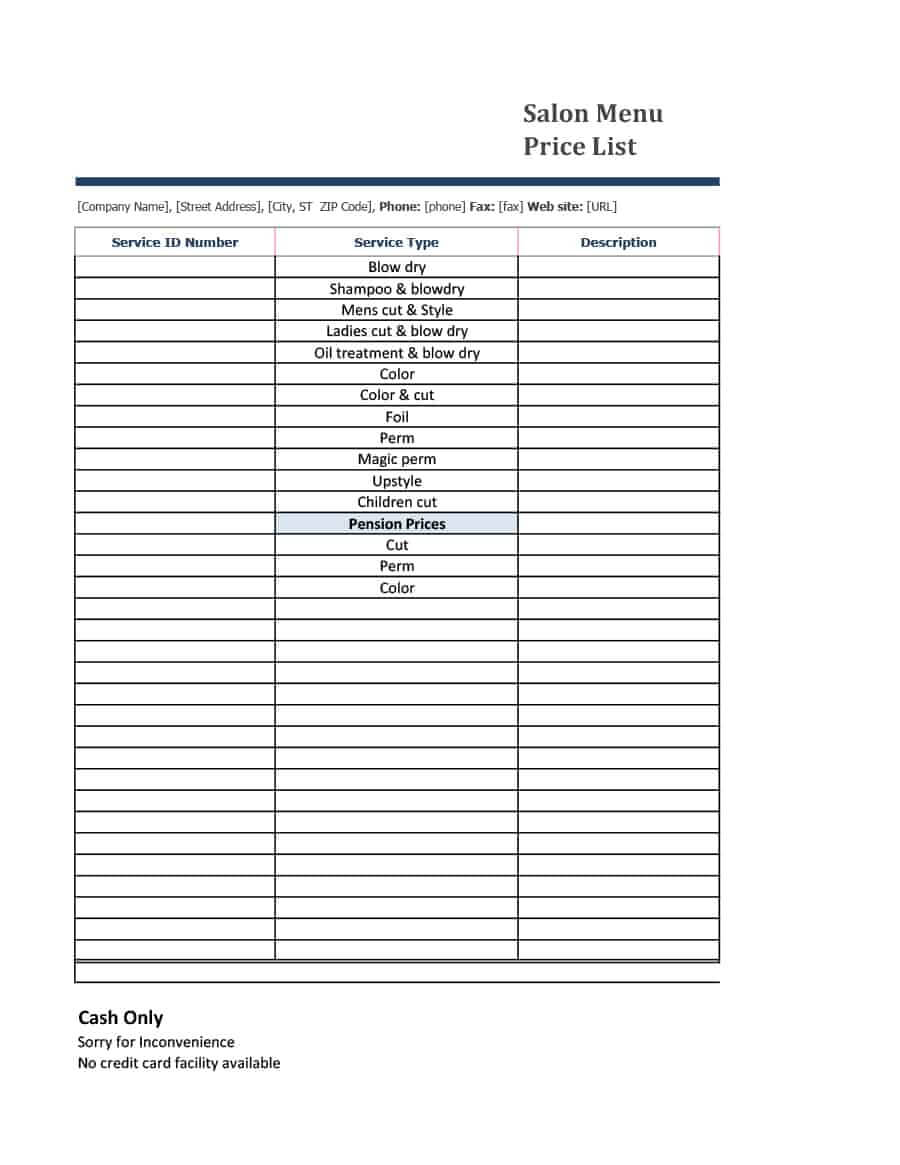 40 Free Price List Templates (Price Sheet Templates) ᐅ Within Rate Card Template Word