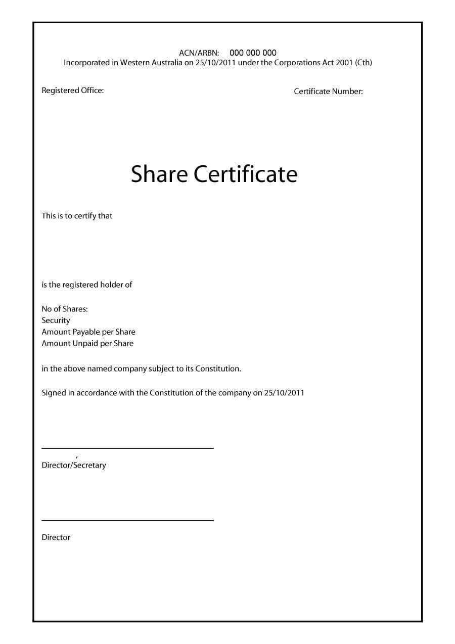 40+ Free Stock Certificate Templates (Word, Pdf) ᐅ Templatelab In Share Certificate Template Australia