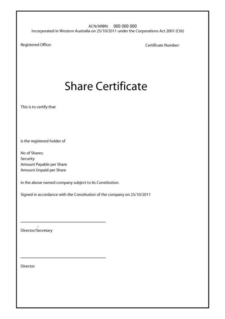 Blank Share Certificate Template Free - Sample Professional Templates