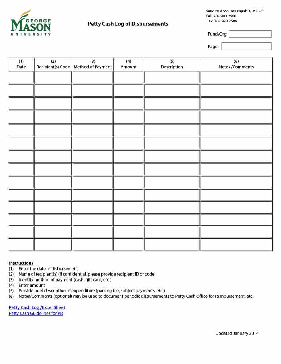 40 Petty Cash Log Templates & Forms [Excel, Pdf, Word] ᐅ Inside Gift Certificate Log Template