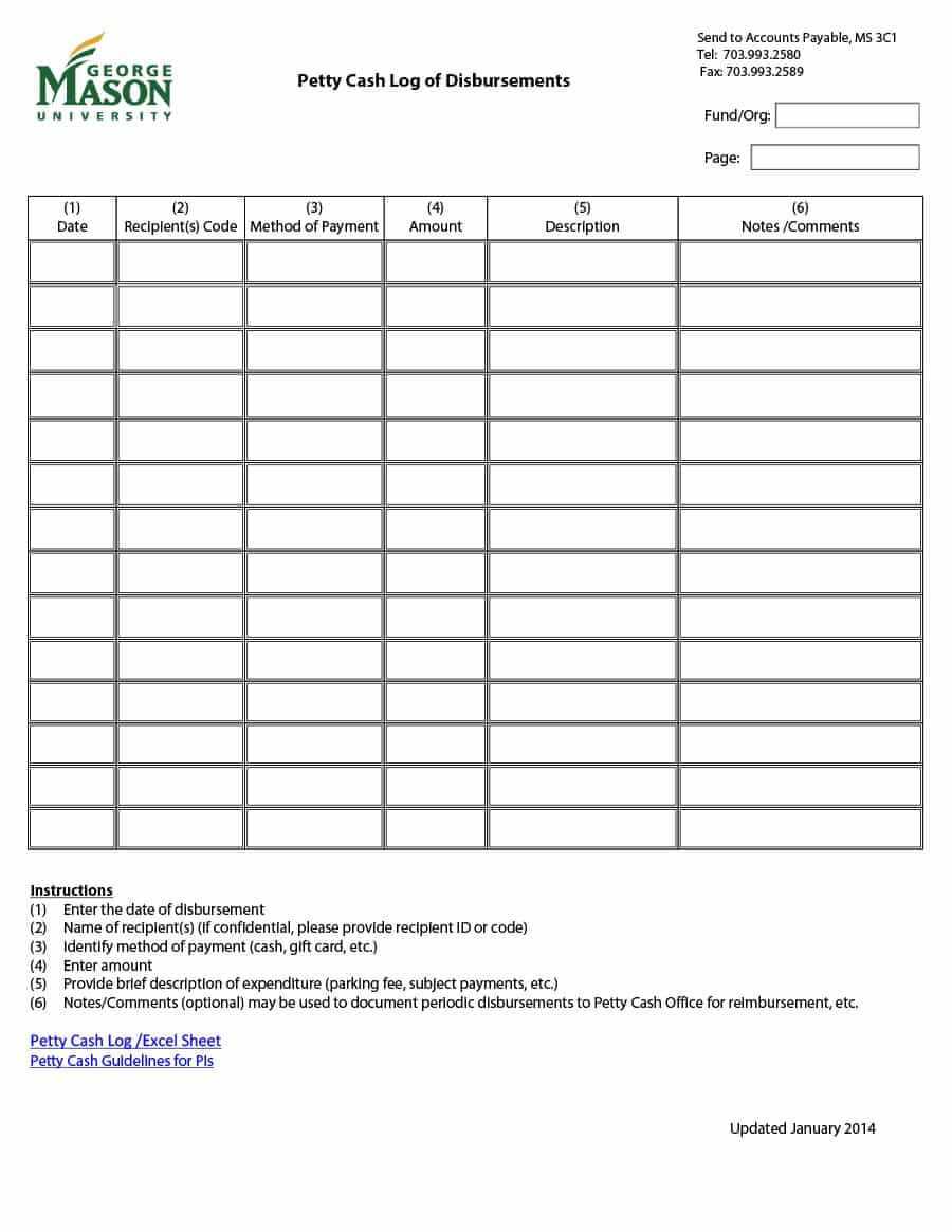 40 Petty Cash Log Templates & Forms [Excel, Pdf, Word] ᐅ Inside Gift Certificate Log Template