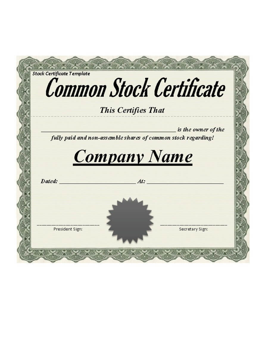 41 Free Stock Certificate Templates (Word, Pdf) - Free With Regard To Free Stock Certificate Template Download
