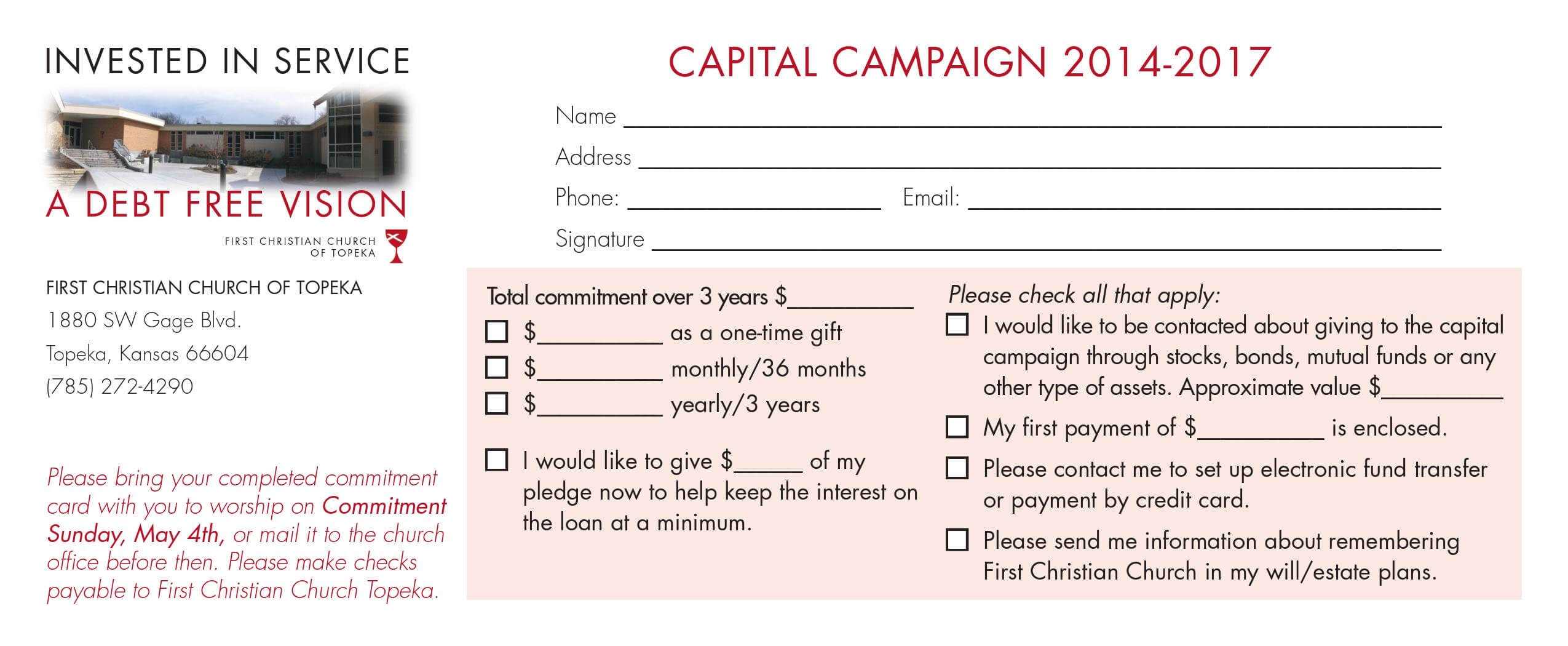 4570Book | Church Building Campaign Pledge Cards Clipart In For Building Fund Pledge Card Template