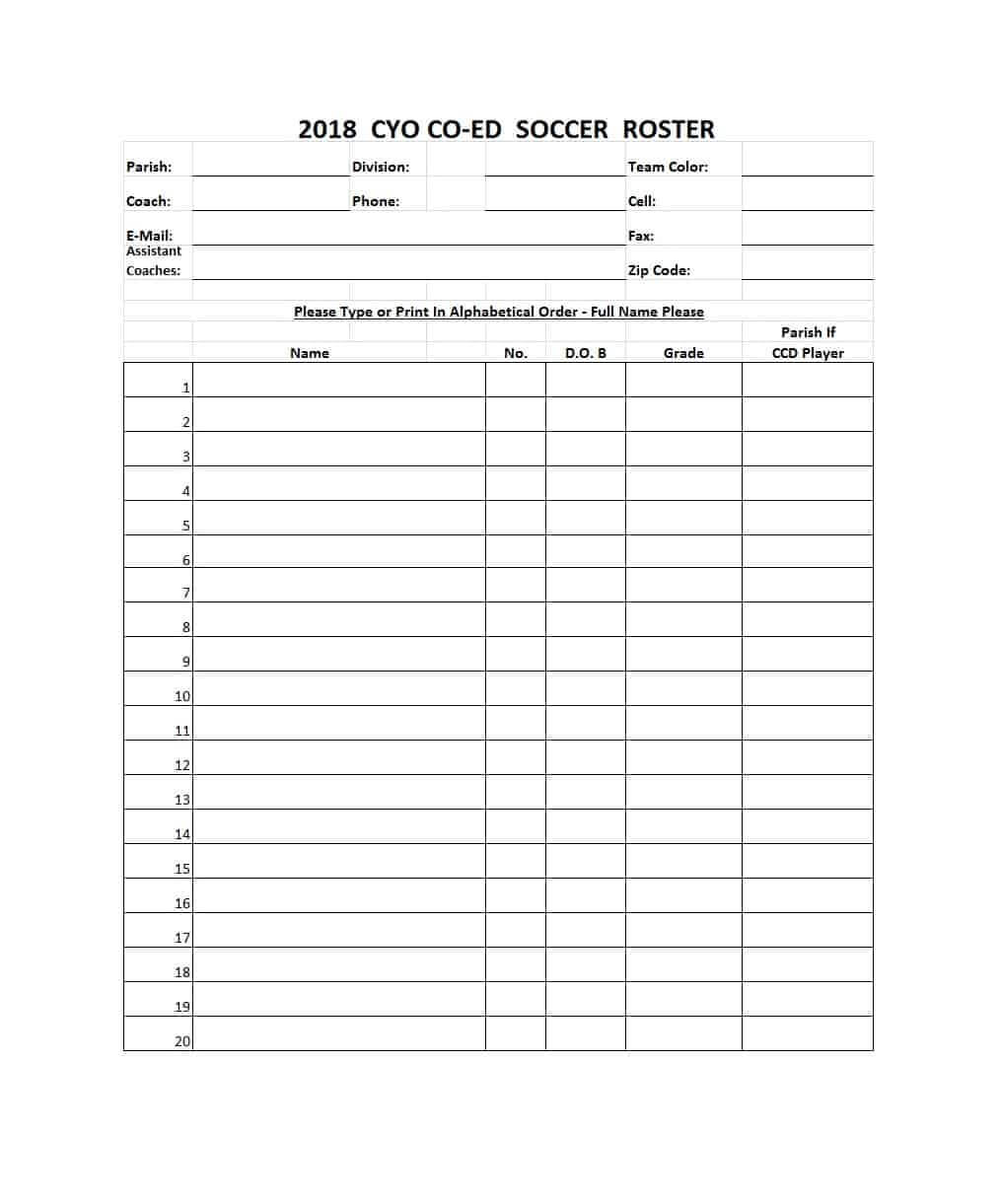 49 Printable Soccer Roster Templates (Soccer Lineup Sheets) ᐅ Regarding Soccer Report Card Template