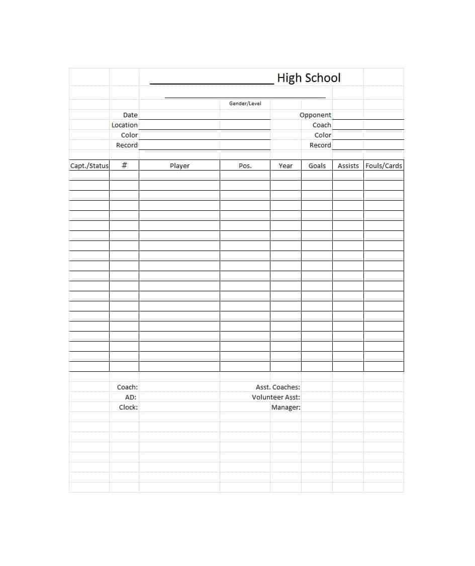 49 Printable Soccer Roster Templates (Soccer Lineup Sheets) ᐅ With Football Referee Game Card Template