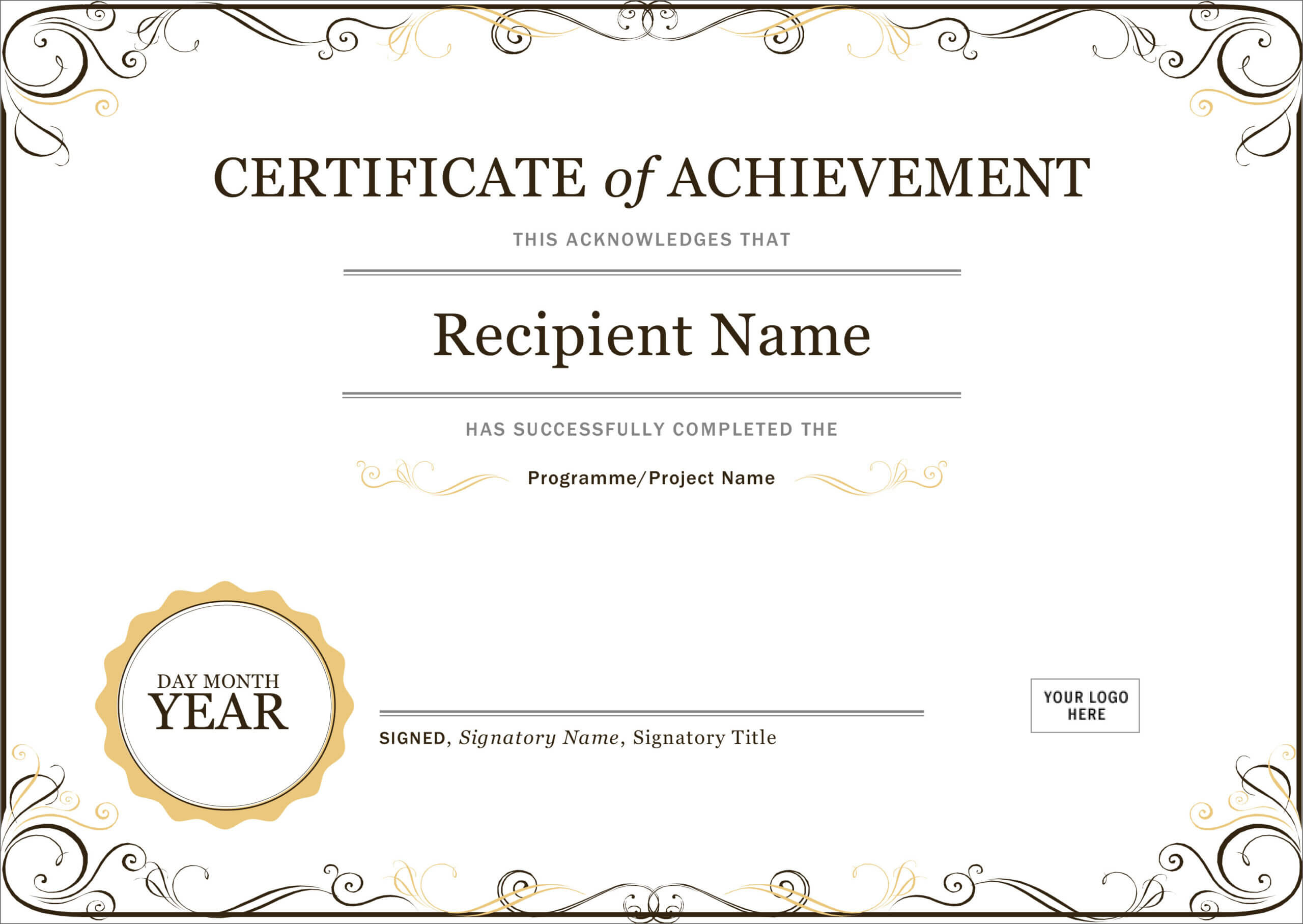50 Free Creative Blank Certificate Templates In Psd In Certificate Of Attainment Template