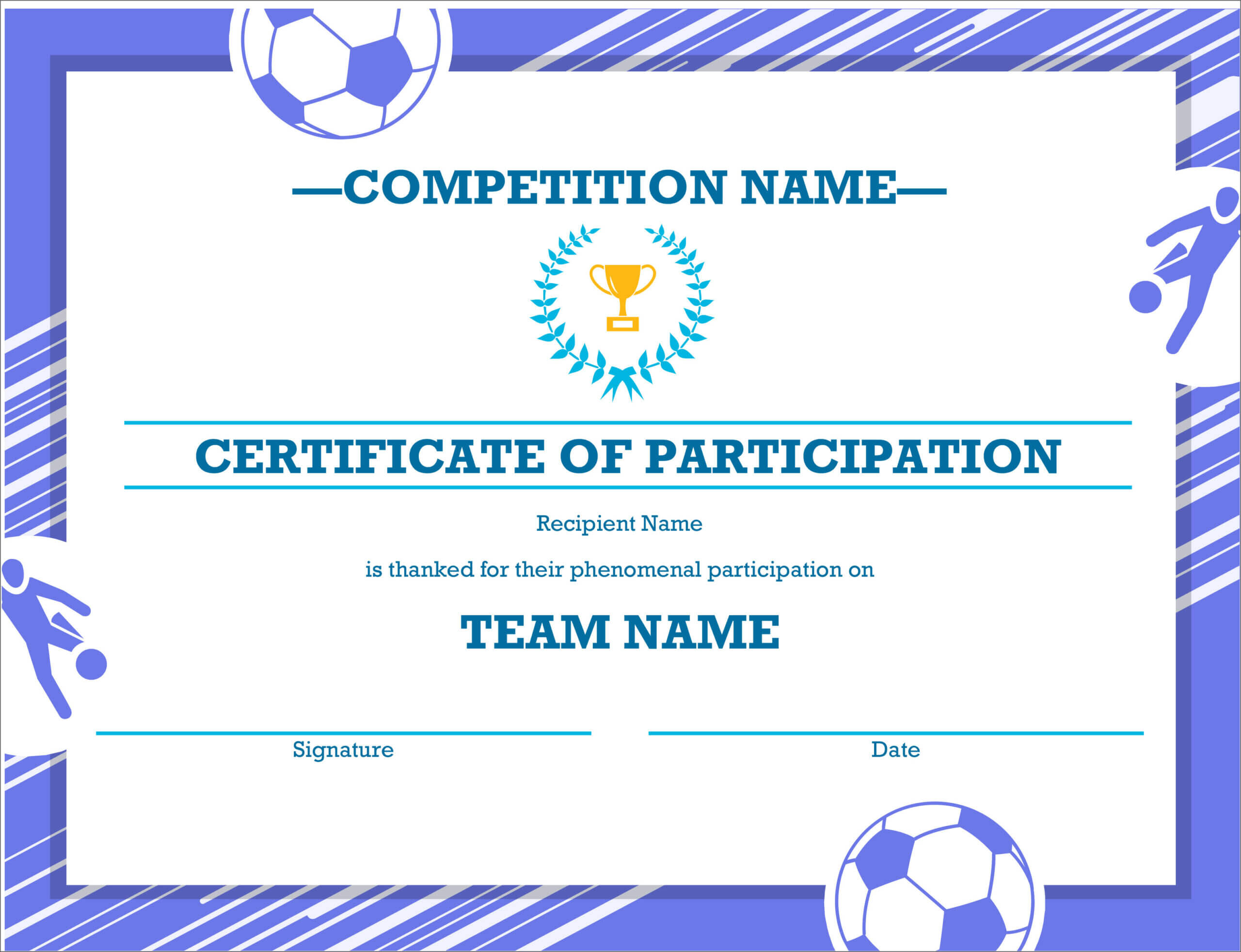 50 Free Creative Blank Certificate Templates In Psd Regarding Soccer Award Certificate Templates Free