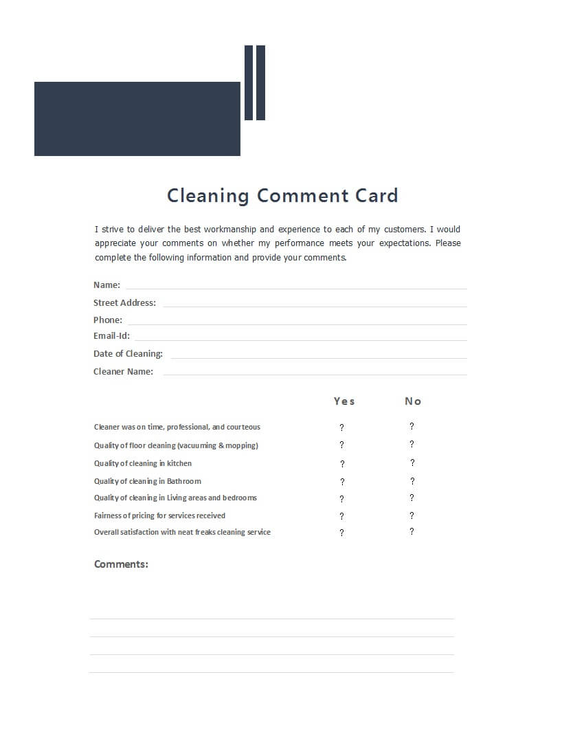 50 Printable Comment Card & Feedback Form Templates ᐅ In Customer Information Card Template