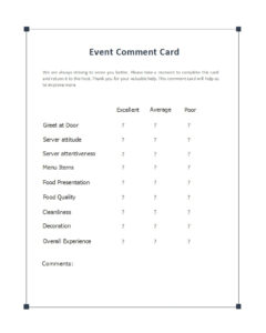 50 Printable Comment Card &amp; Feedback Form Templates ᐅ in Customer Information Card Template