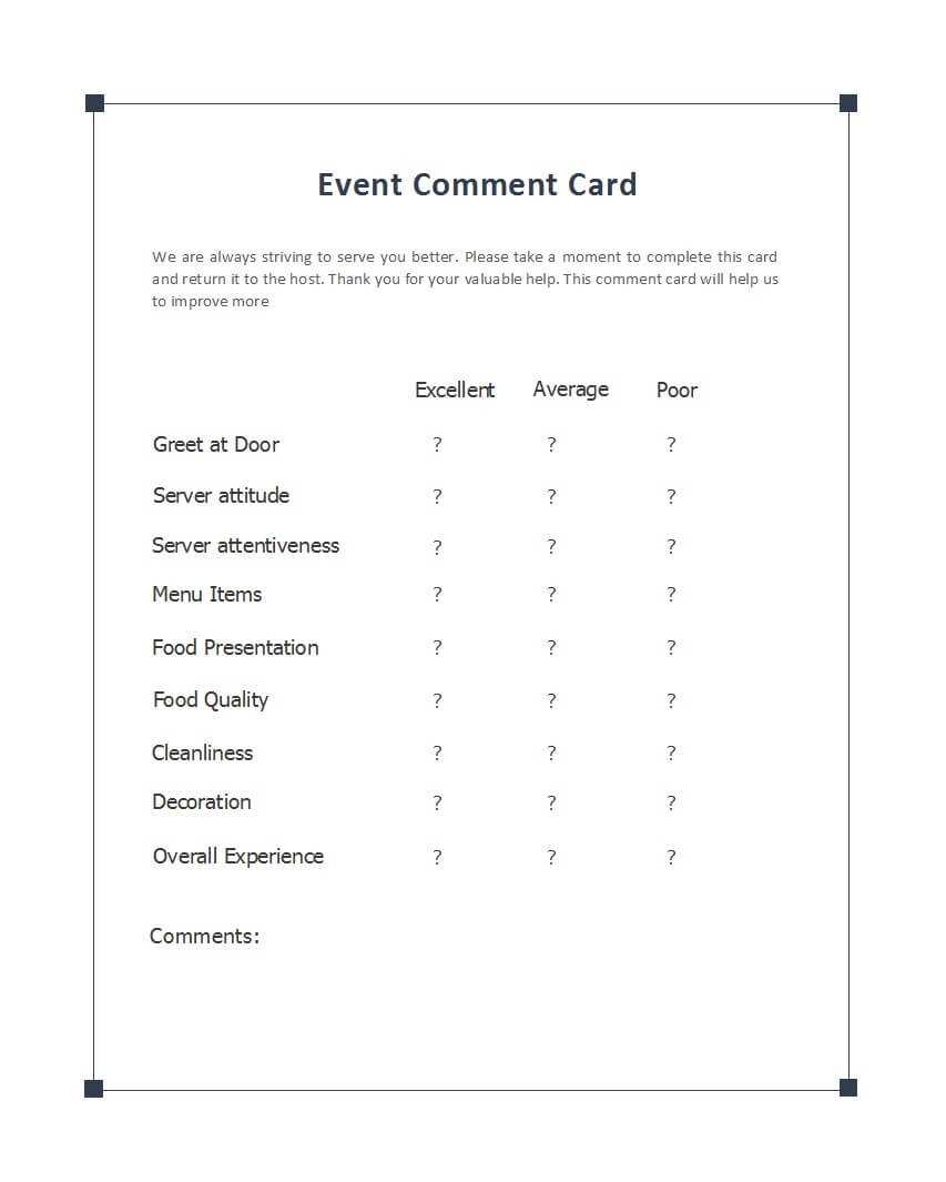 50 Printable Comment Card & Feedback Form Templates ᐅ In Customer Information Card Template