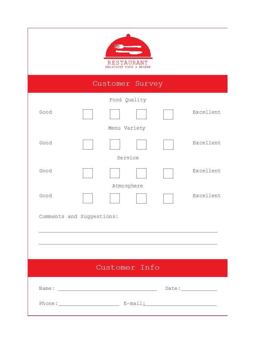 50 Printable Comment Card & Feedback Form Templates ᐅ Inside Restaurant Comment Card Template