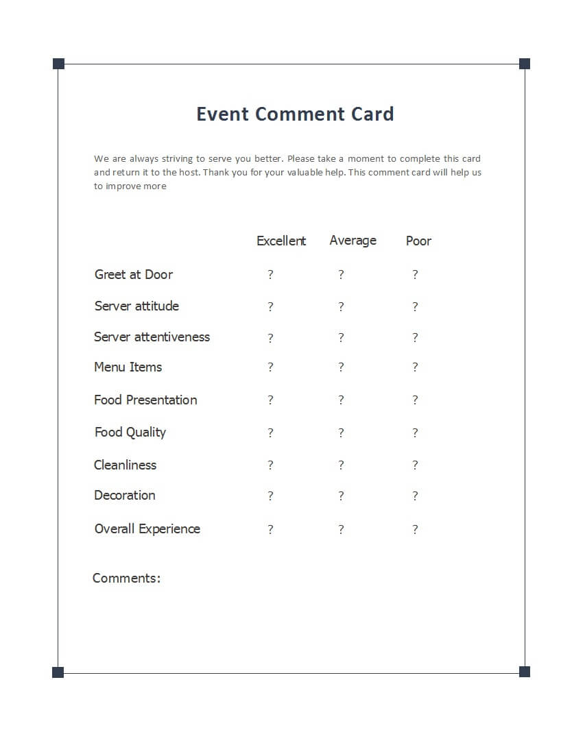 50 Printable Comment Card & Feedback Form Templates ᐅ Intended For Comment Cards Template