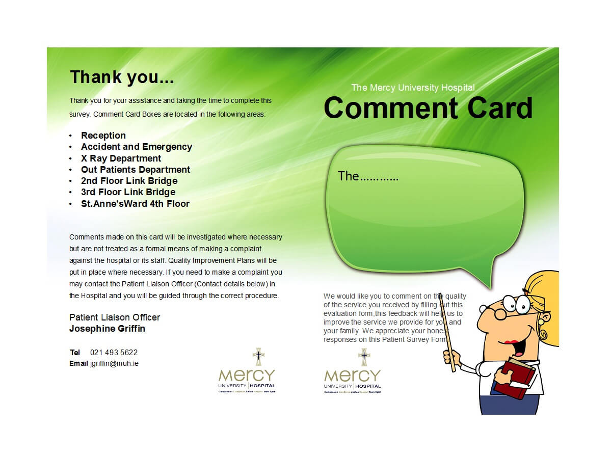 50 Printable Comment Card & Feedback Form Templates ᐅ With Survey Card Template