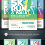 5K Run & Walk Event Flyer & Poster Corporate Identity Template With Walking Certificate Templates